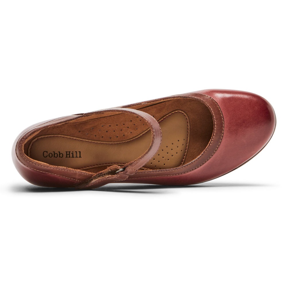 Rockport Singapore Womens Flats - Cobb Hill Laurel Mary Jane Red - IL7840623